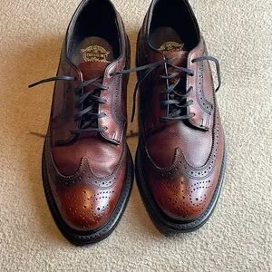 FLORSHEIM Vintage Men\'s Longwings Wingtips Pebbled Brown Brogues Oxfords 7.5D s-l400.jpg main image 3